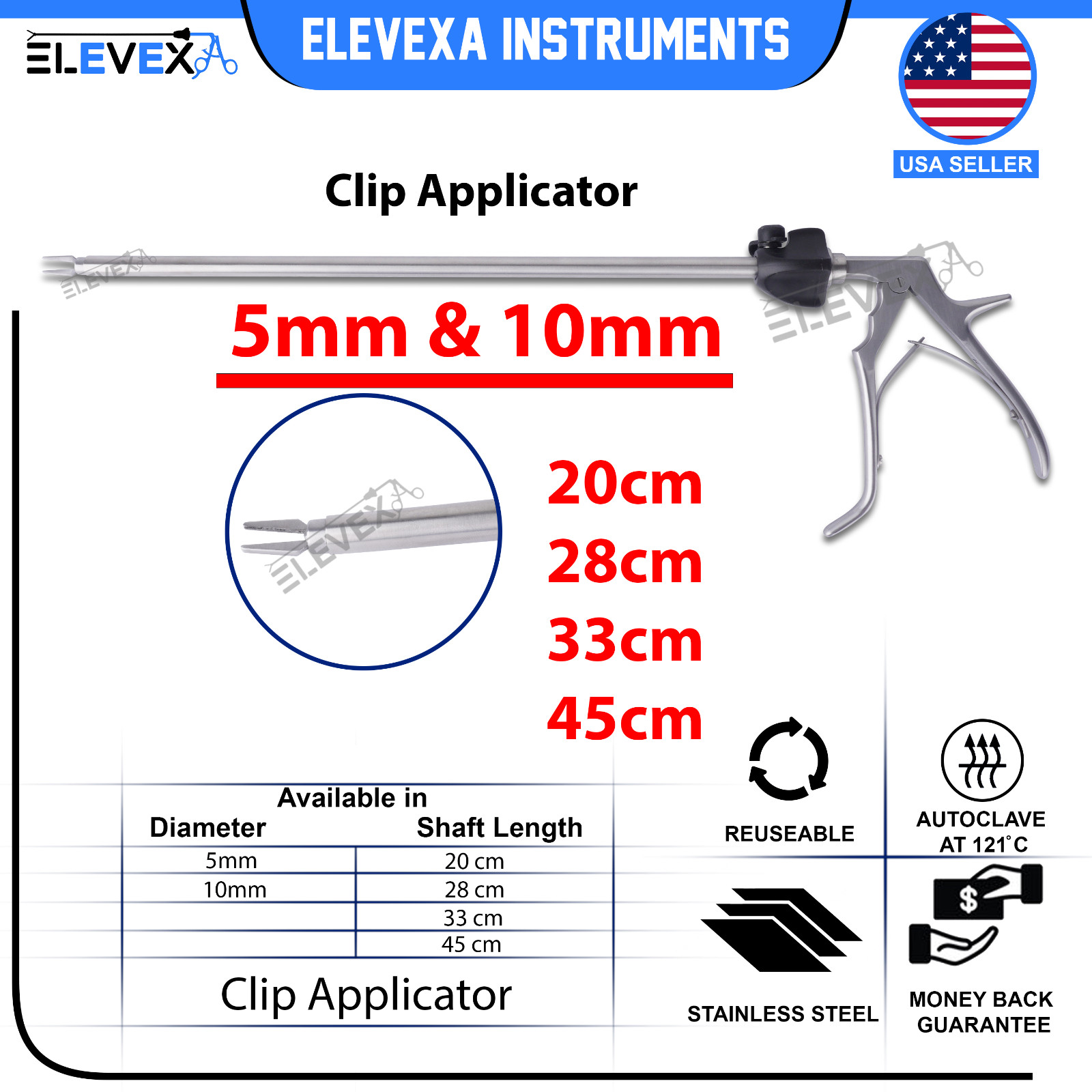 New Laparoscopic Clip Applicator 5mm and 10mm Clip Applier Endoscopic Applier