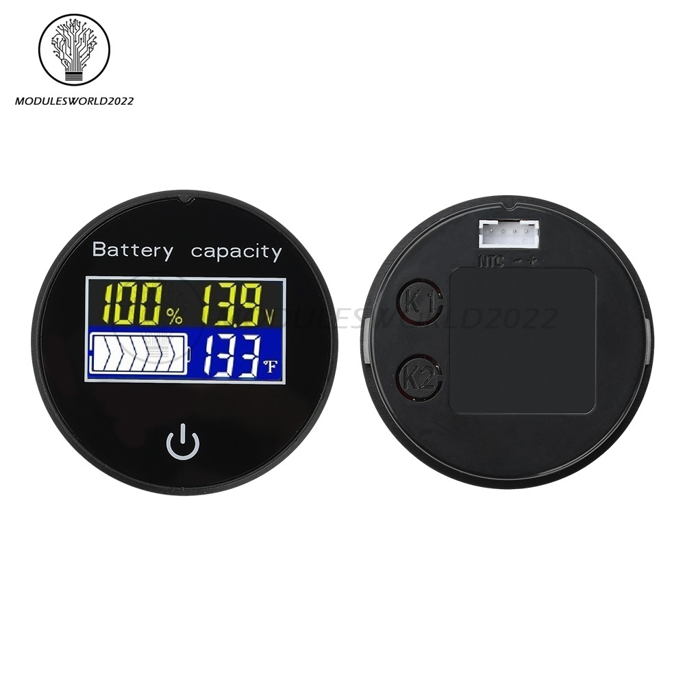 LCD Digital Battery Level Indicator Voltage Power Percentage Temperature Display