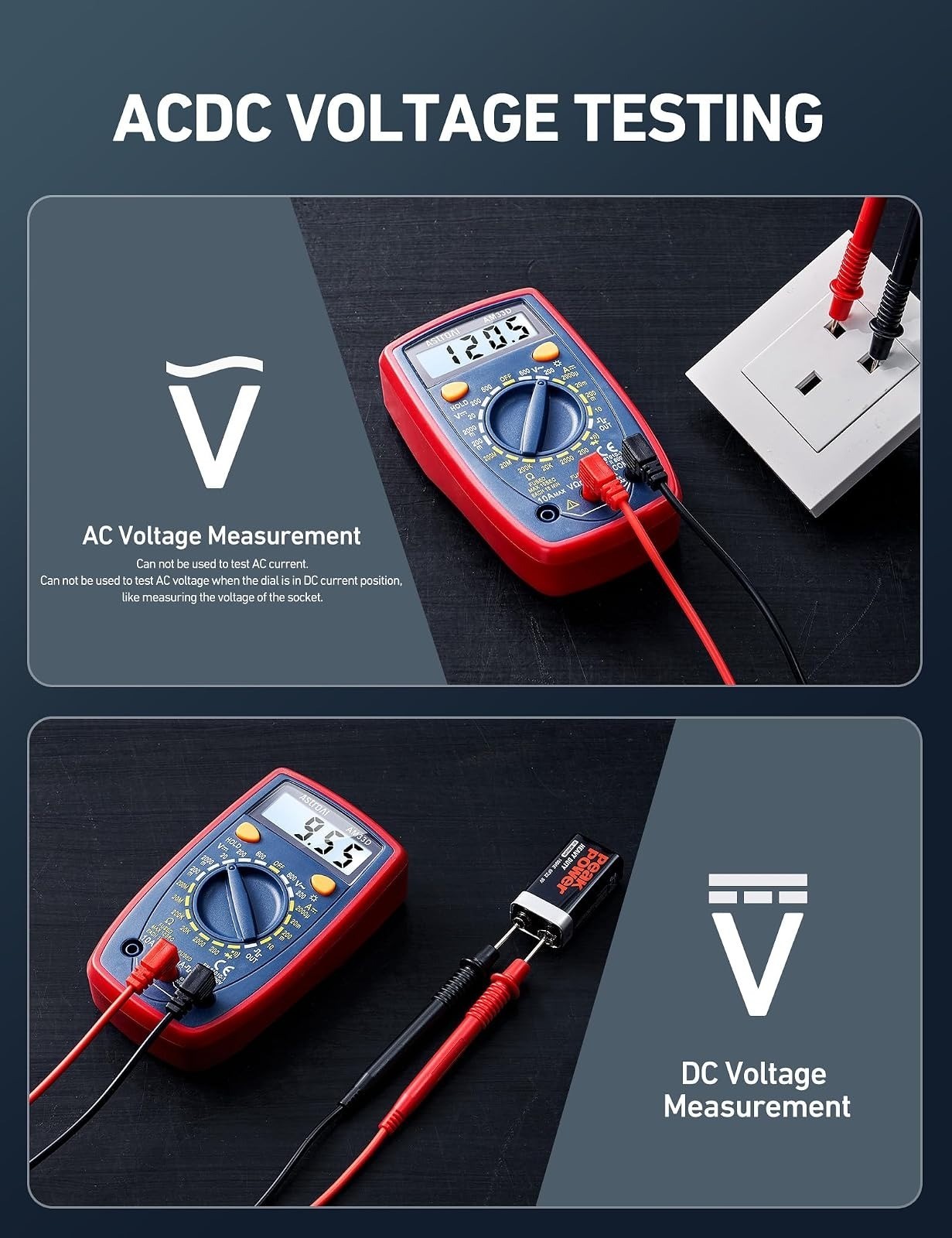 AstroAI Digital Multimeter 2000 Counts AC/DC Voltage Tester