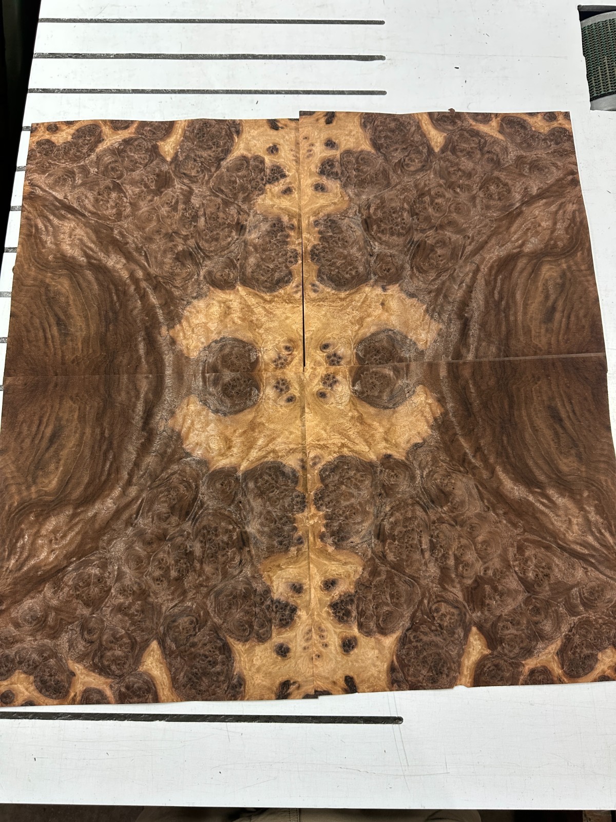 Walnut Burl Raw Wood Veneer 2 sheets 11″ x 11″ 522G