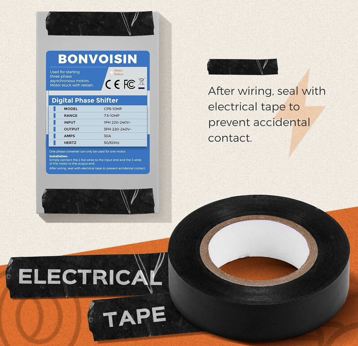 Bonvoisin Single Phase to 3 Phase Converter 20HP(15kW)70A 220V-240V Input/Output