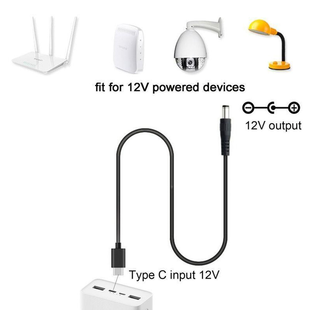 USB C Type-C 9V/12V/15V/20V 5.5×2.5mm Converter Cable Power Adapter for Laptop