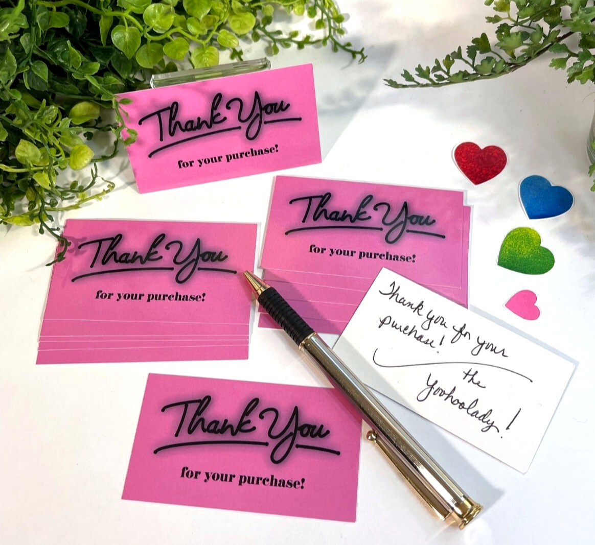 Business Cards, Magenta Thank You for Your Purchase Cards, 3.5″ x 2″