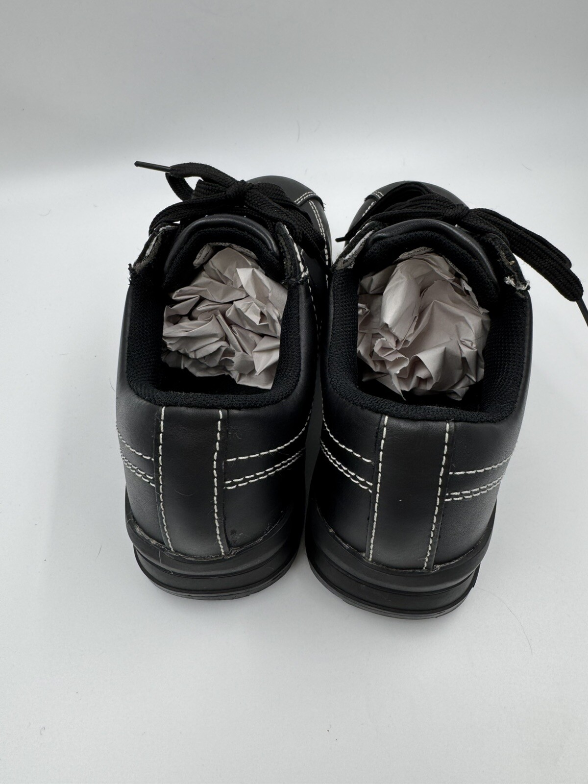 Avenger Safety Footwear Black White Stitch Leather Steel Toe Shoes Womens 7.5