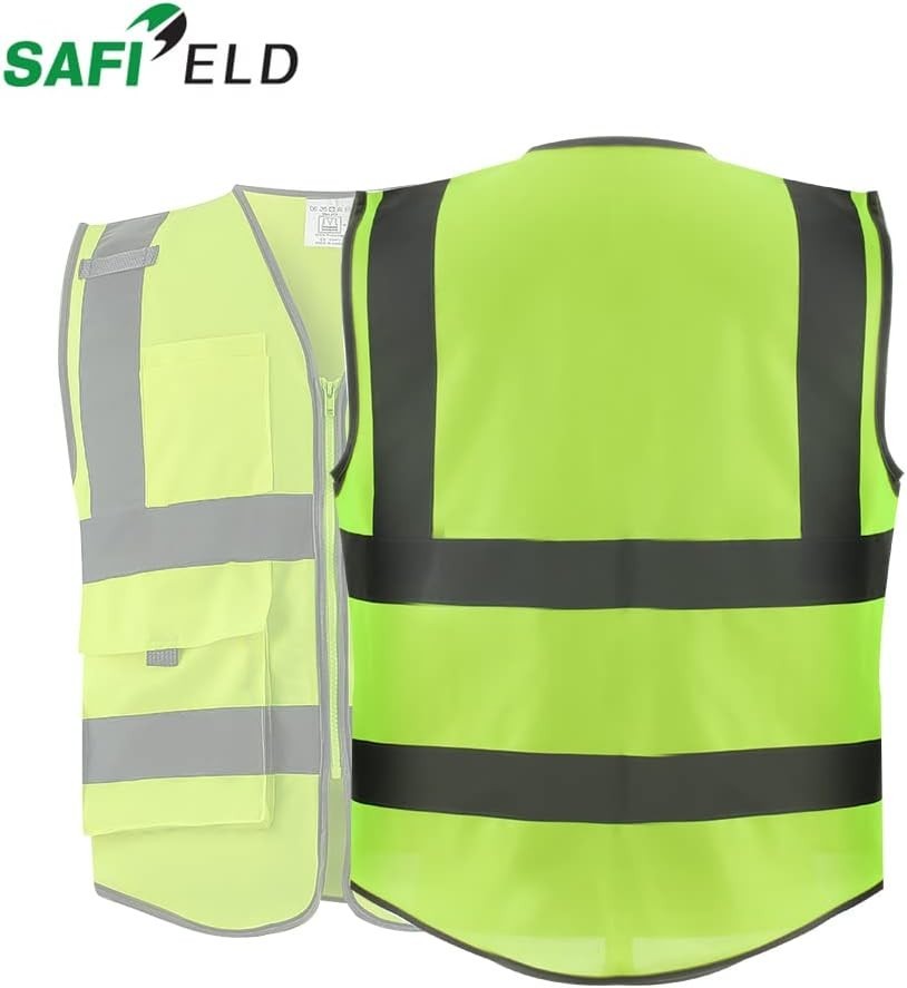 High Visibility Safety Vests 6-Pack with Free Drawstring Bag – Unisex, Durable