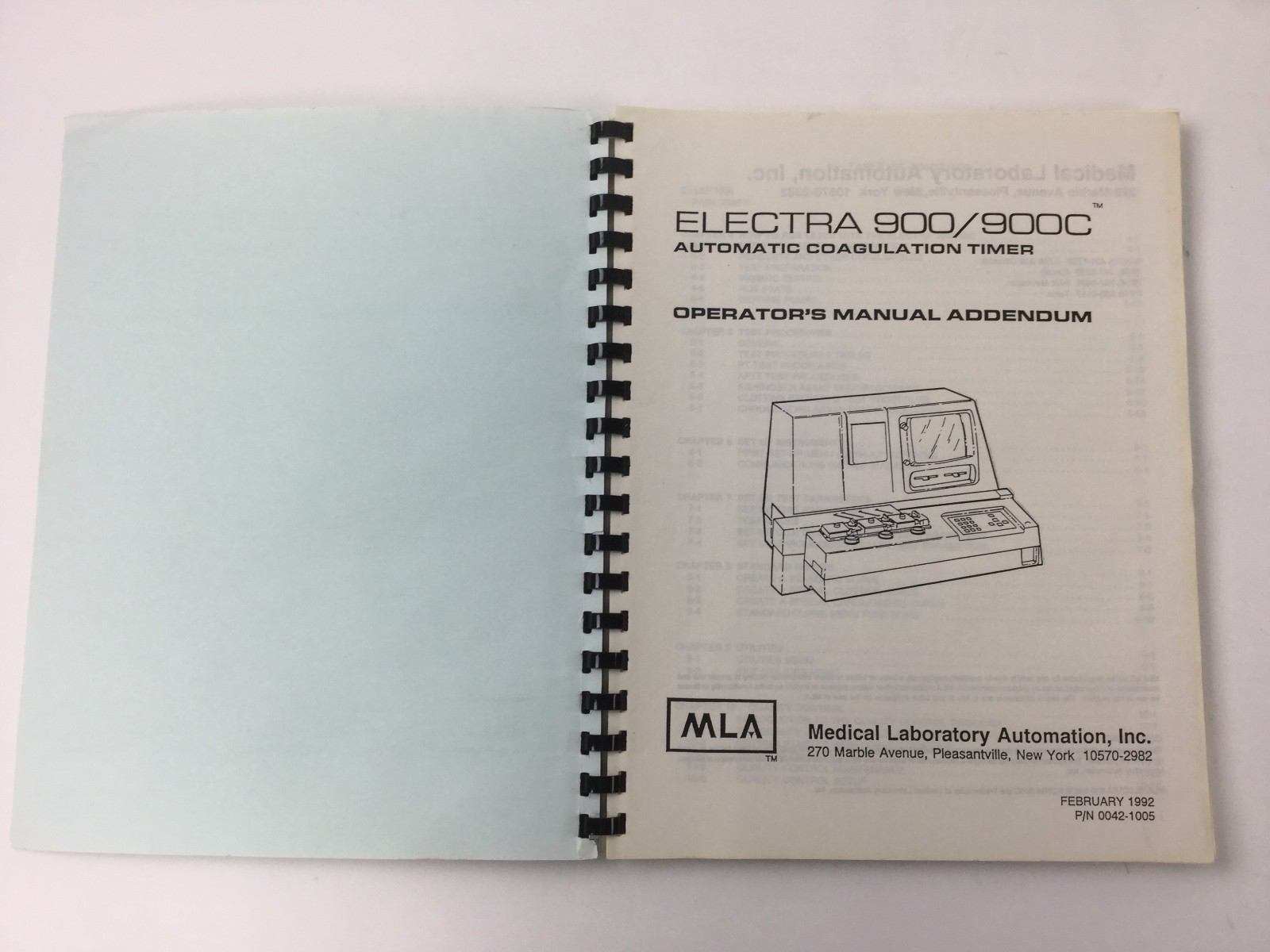 Medical Laboratory Operators Manual Addendum for Electra 900 and 900C