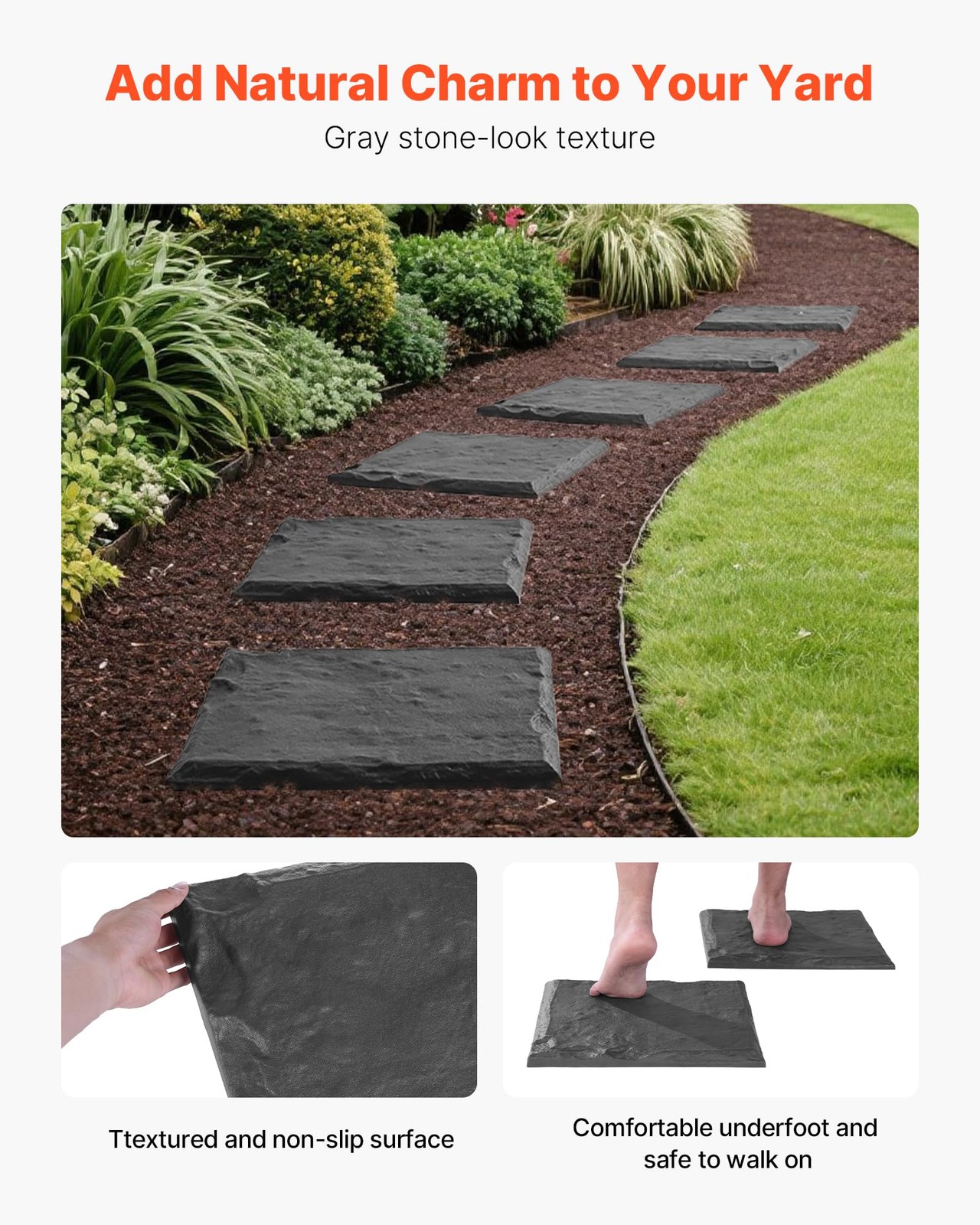VEVOR Garden Stepping Stones, 4Pcs 15.5 x 15.5 in, Decorative Stepping Stones wi