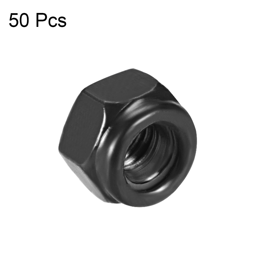 50pcs M3 x 0.5mm Hex Lock Nuts Carbon Steel Nylon Insert Self-Lock Nuts Black
