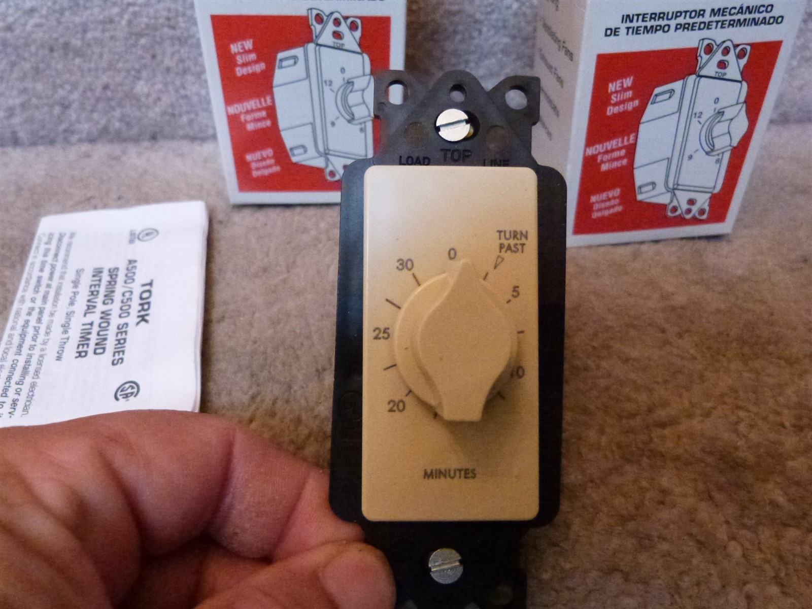 2 NEW TORK In-Wall Spring Wound Interval Timer A530M 0-30 MIN IVORY