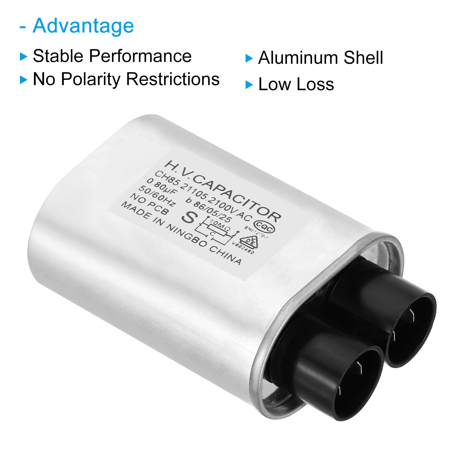2 x Microwave Capacitor 0.8uF AC 2100V High Voltage 7mm Pin Distance