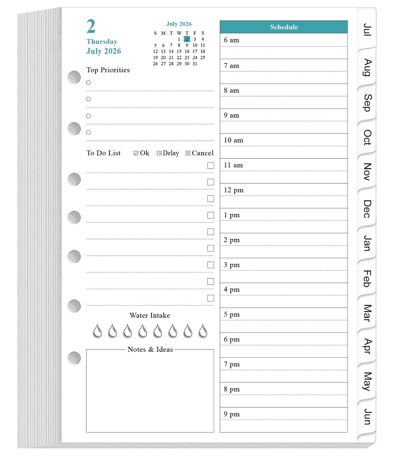 2026-2027 Planner Refills – One Page Per Day Daily & Monthly Planner, July 2026-