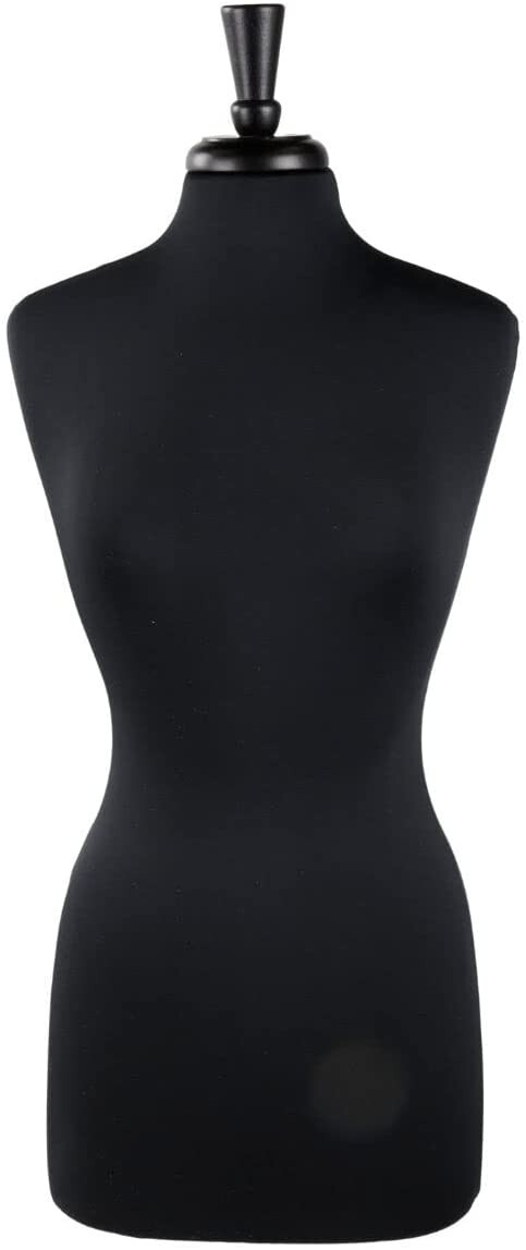 Women’s Dressmaker Form Seamstress Black Jersey Mannequin Size 8 Wood Base