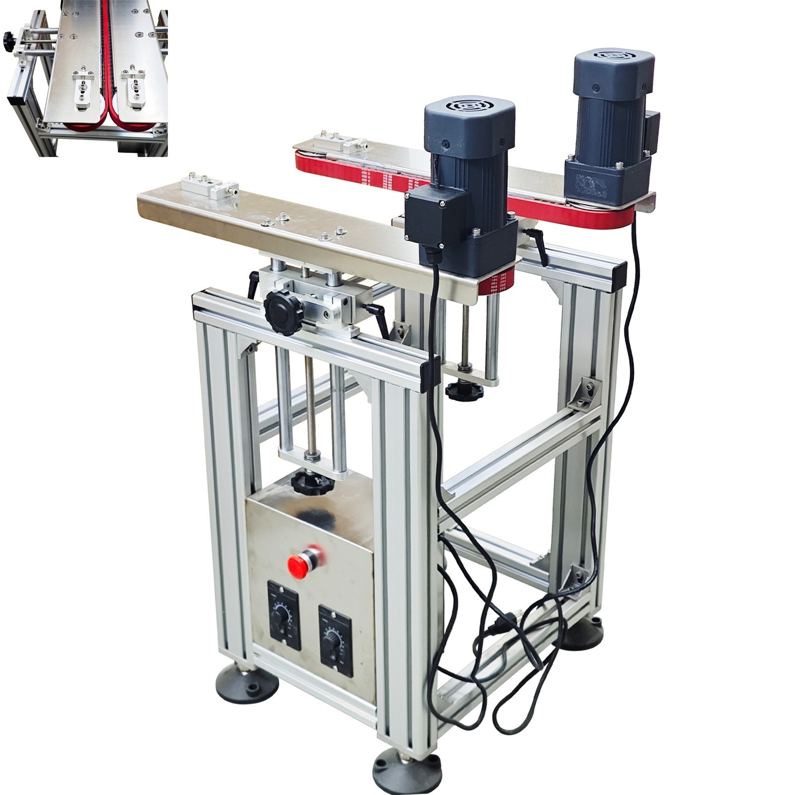 110V 0.39″–6.69″ Bottle Clamping Conveyor Bottomless Gap Transfer Double Motor