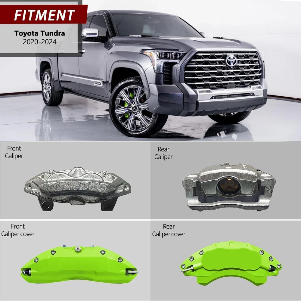 Green Aluminum Brake Caliper Covers for Toyota Tundra 2022-2026 Front and Rear