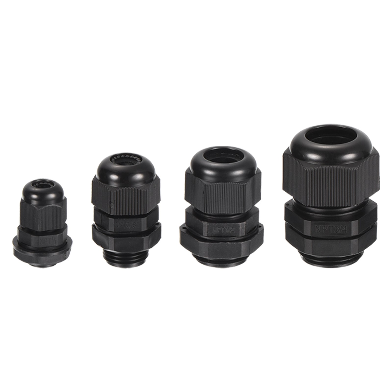 33 Pcs Cable Gland Kit 1/4″ 3/8″ 1/2″ 3/4″ Cable Connectors Nylon Black