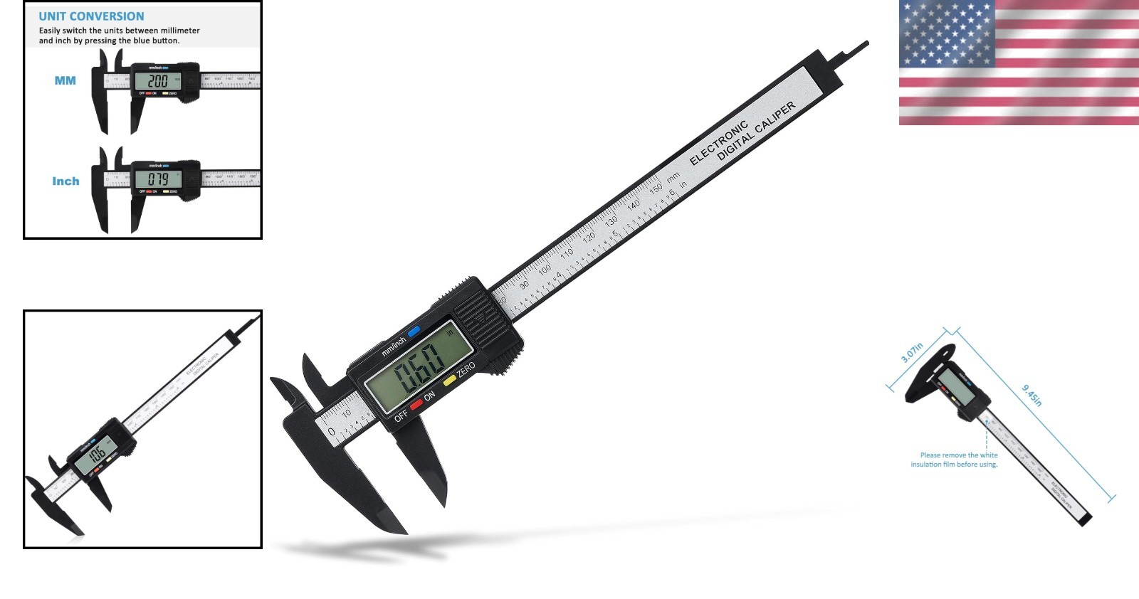 Precision Measuring Tool: Large LCD Digital Caliper 0-6 Inches with Auto-Off