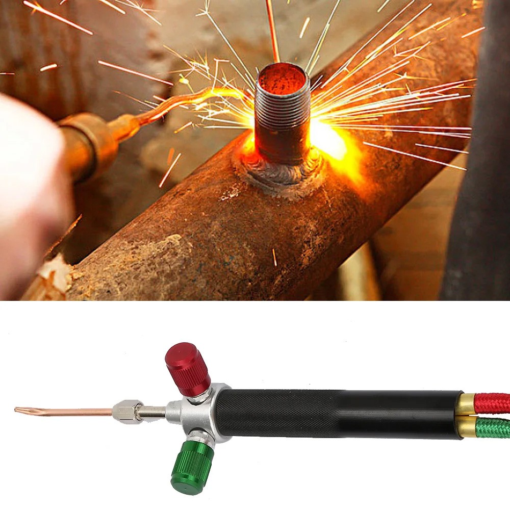 Mini Oxygen Gas Torch Acetylene Welding Soldering Gun Tool Kit 5Replaceable Tips