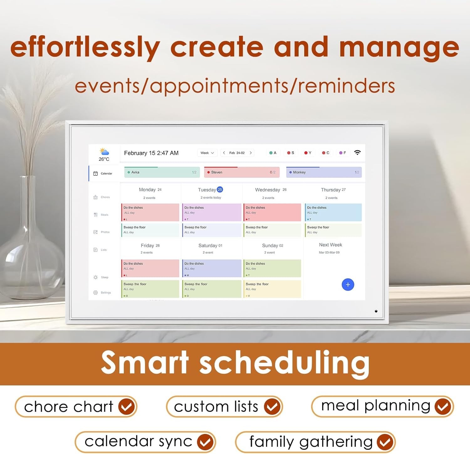 Digital Calendar 15.6″ Electronic Calendar Chore Family Schedule 1920x1080P OPEN