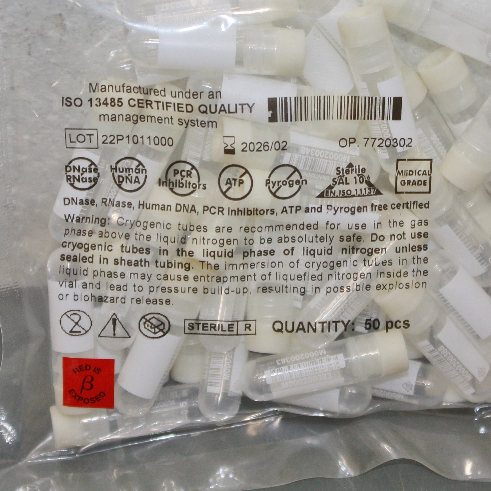 EXPIRED 02/2026 – (4000) Cole Parmer Cryogen Vials 04395-66, 2 mL, Cryovial Tube