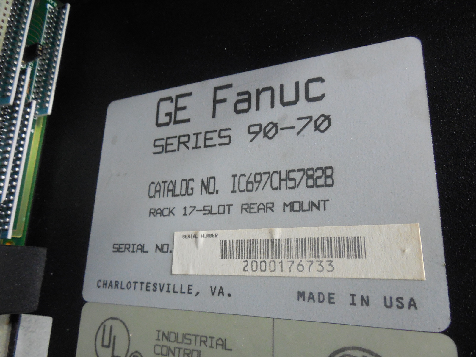 USED GE Fanuc IC697CHS782B Series 90-70 17 Slot Rear Mount Rack