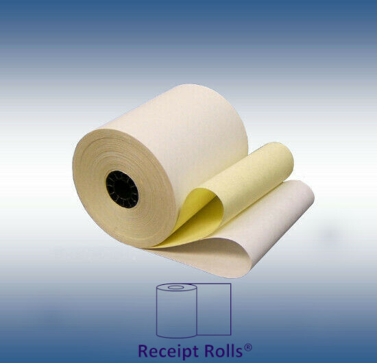 3″ x 90′ 2-ply Carbonless White/Canary POS Receipt Kitchen Paper Rolls – 50/CS