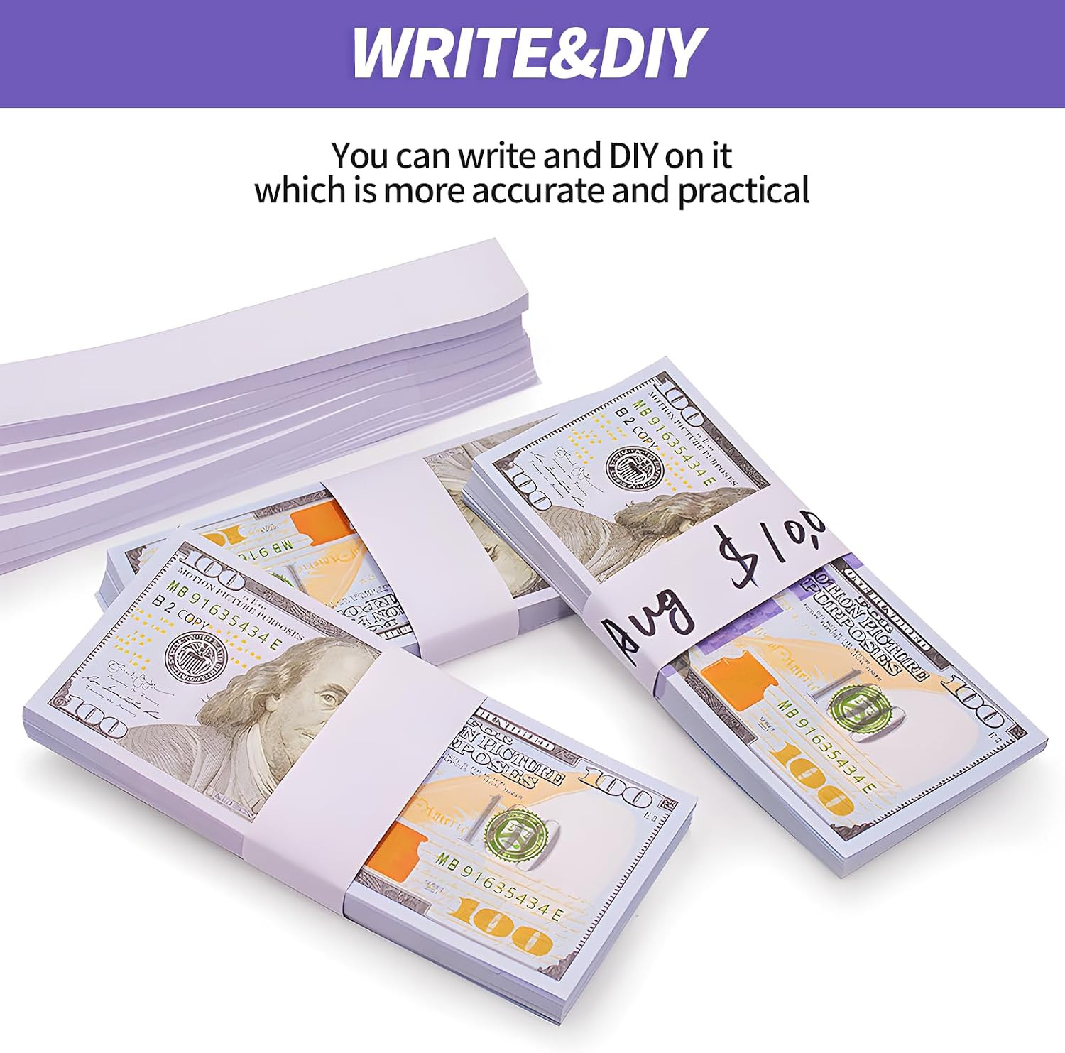 300Pcs Currency Straps for Cash Management，4 Colors Self Adhesive Money
