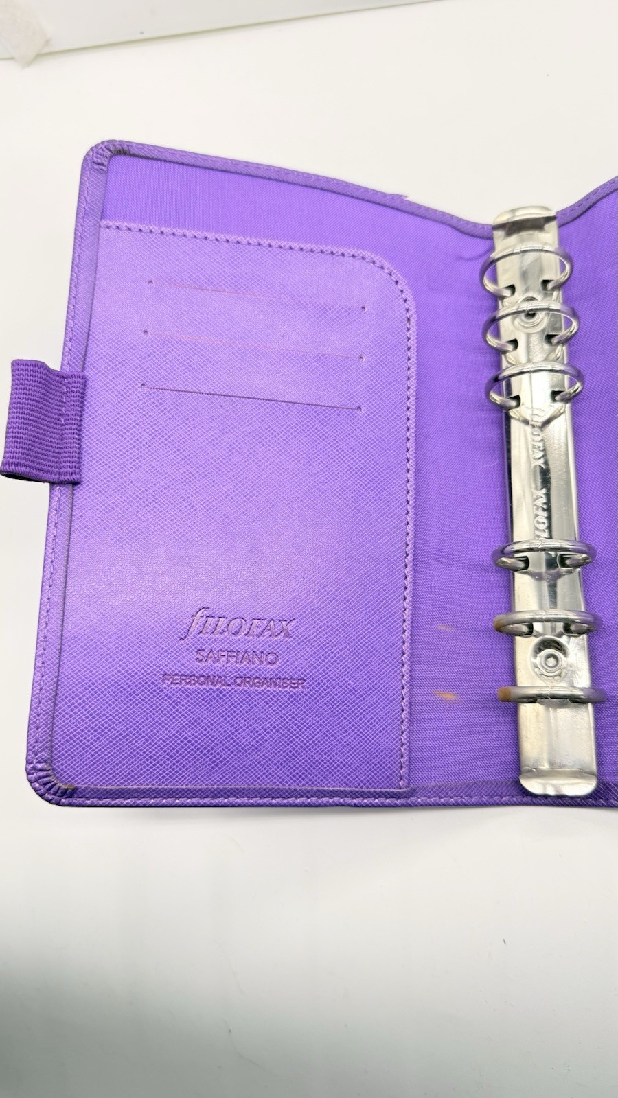 Filofax saffiano Purple Personal Size Organizer Six-Ring Binder Planner