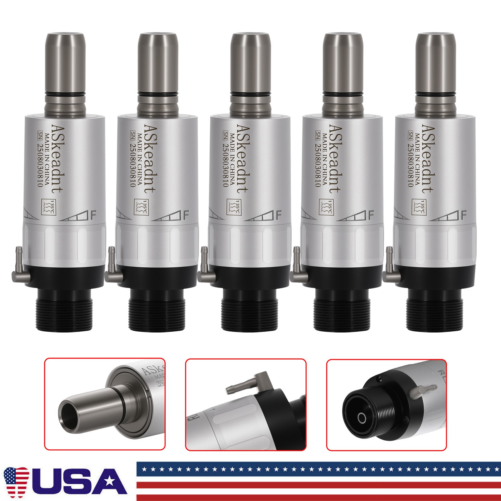 1-10 ASkeadnt Dental Slow Speed Motor Air Motor 2 Hole Micromotor External Spray