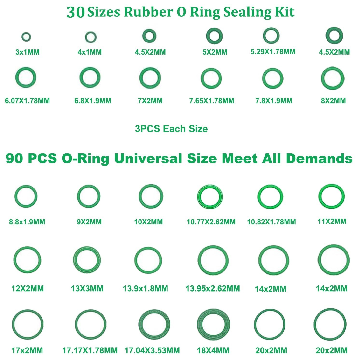 195PCS A/C Seal Kit,Ac O Ring Assortment Kit, AC Gasket Seal Kit, Automo