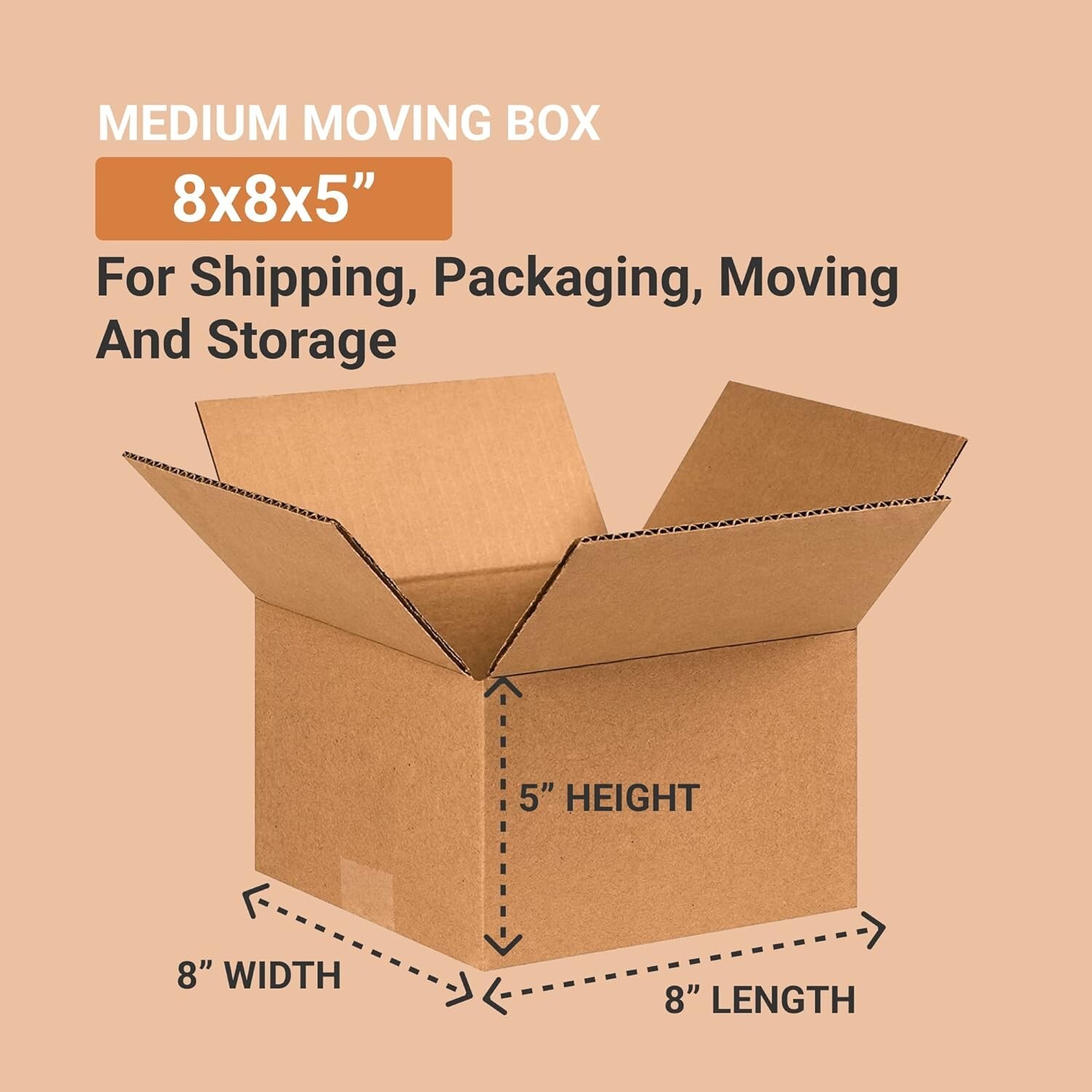 8 x 8 x 5 Shipping Boxes Moving Boxes Corrugated Kraft 25/Bundle 25/Pack