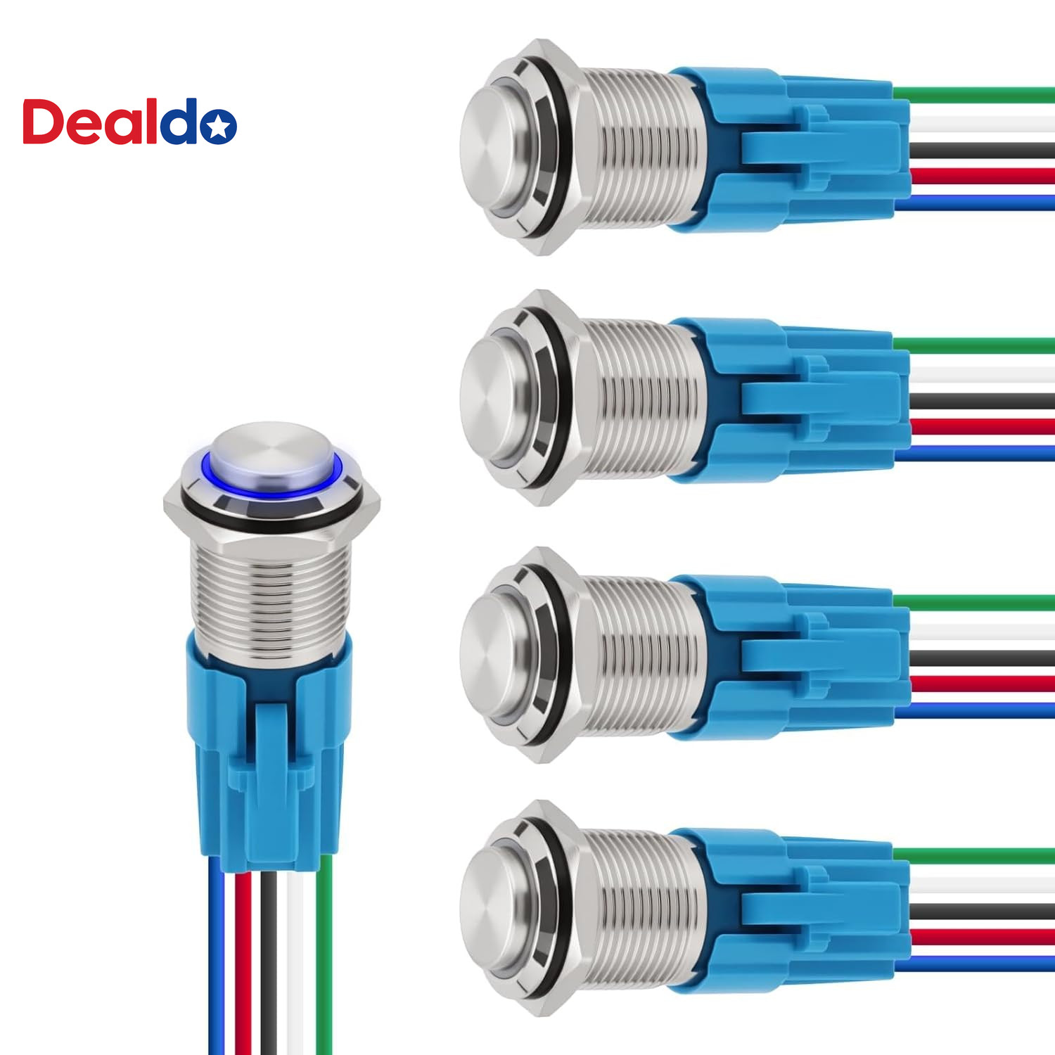 5PCS 16Mm High Head Latching Push Button Switch 12V DC on off Self-Locking with