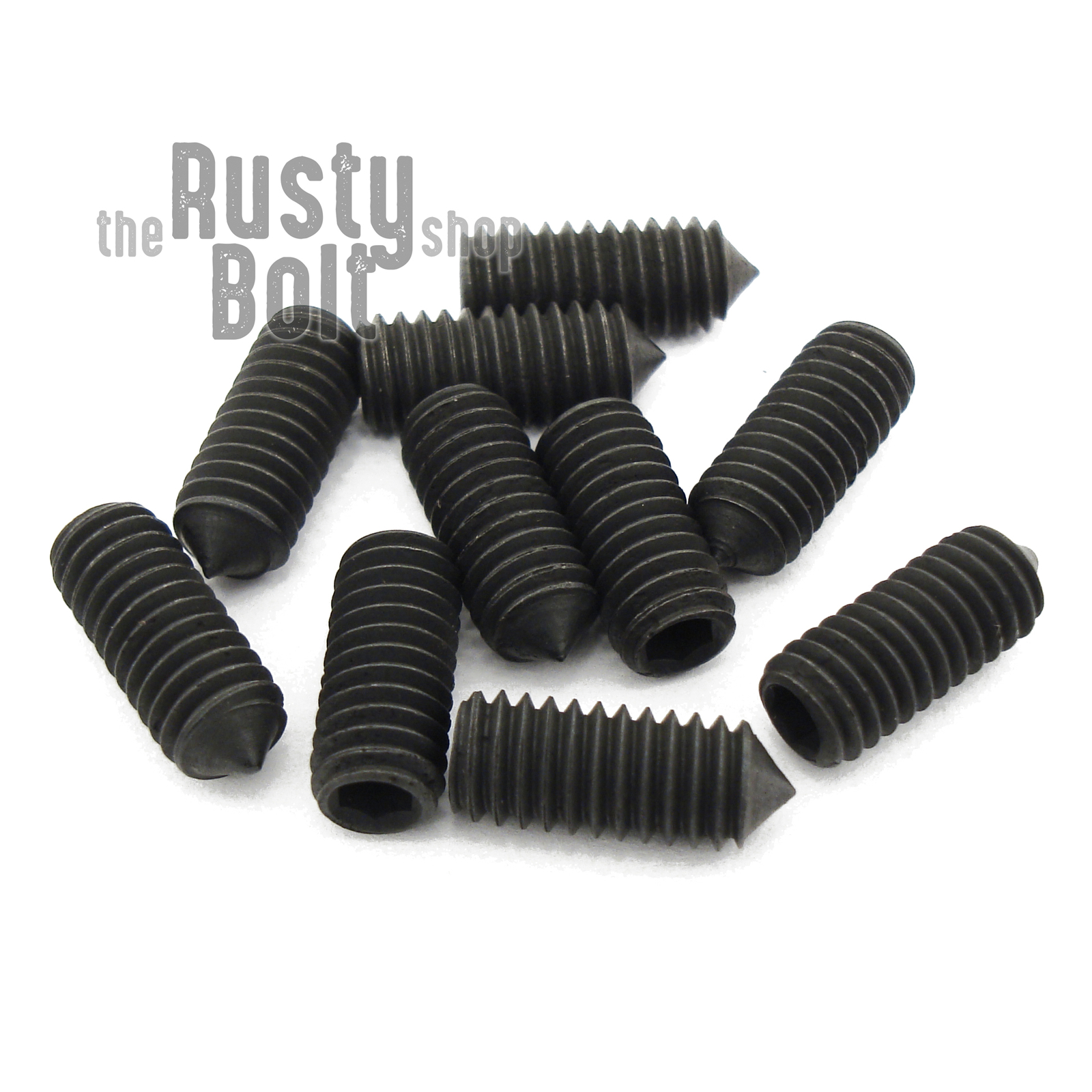 M4 x 10mm, Socket Set Screws Cone Point, 45H Steel, Black Oxide