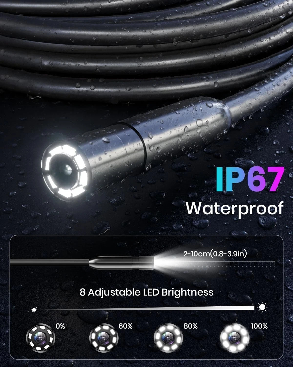 tamACX pgrade Endoscope Camera with Light, 4.3′ IPS Screen 1080P HD Ins Camera