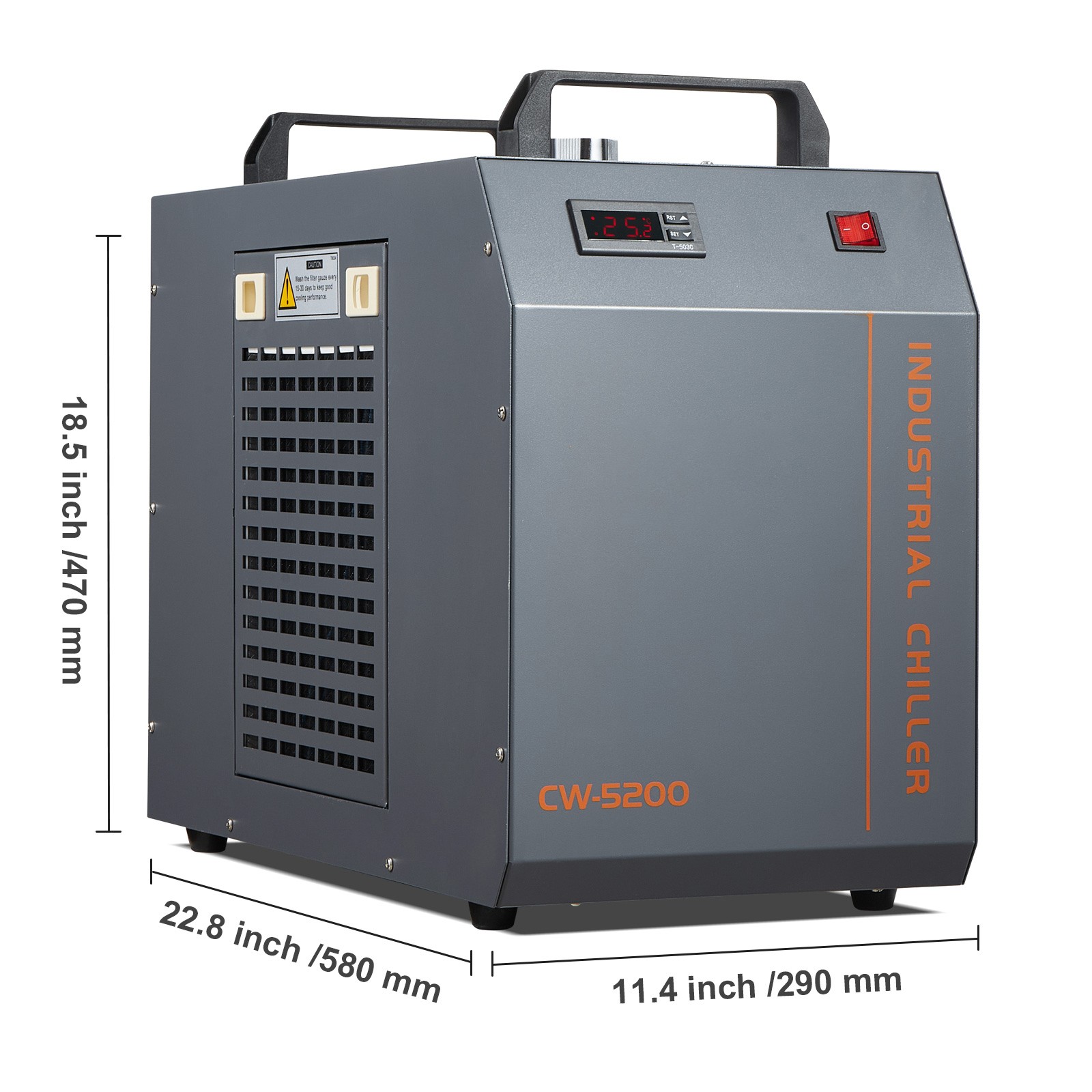 VEVOR Industrial Water Chiller CW-5200 7L 13L/min Laser Chiller with Compressor