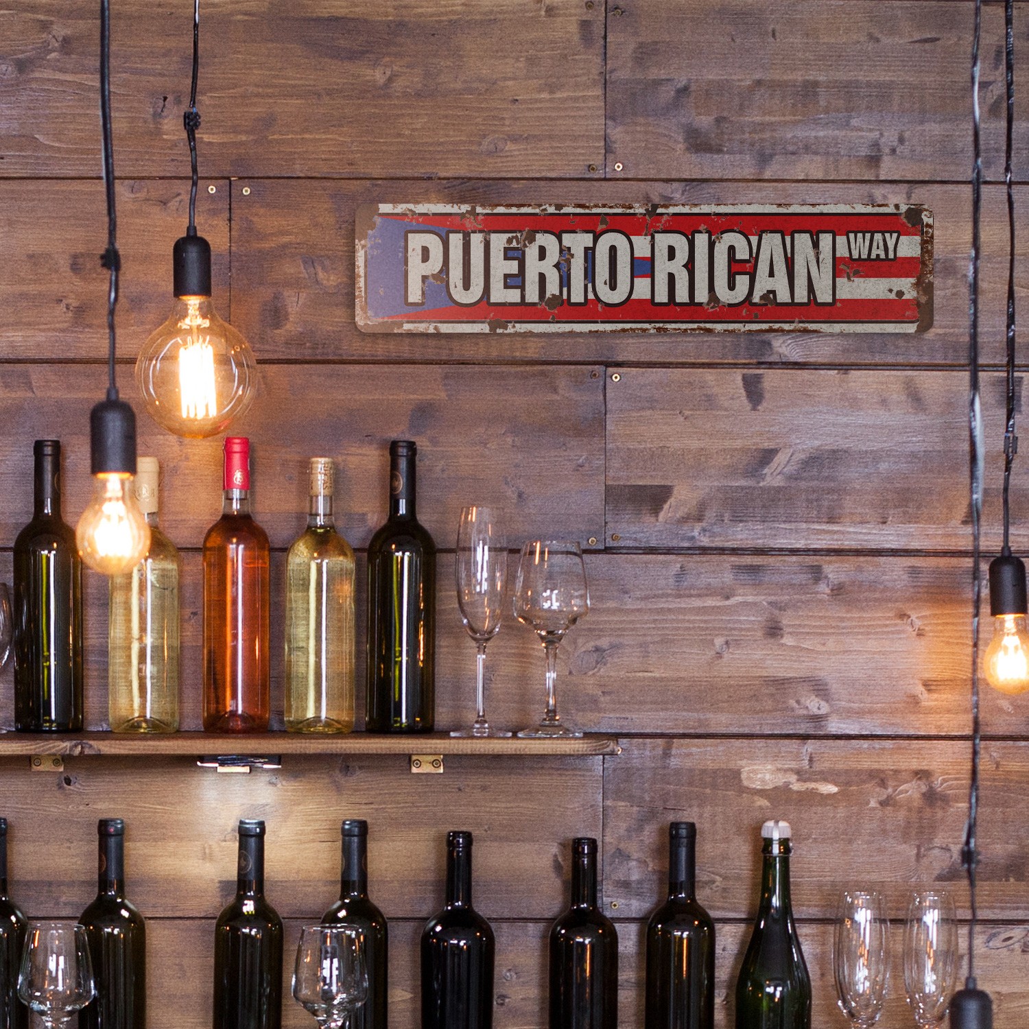 PUERTO RICAN FLAG Vintage Style Street Sign puerto rico national nation pride