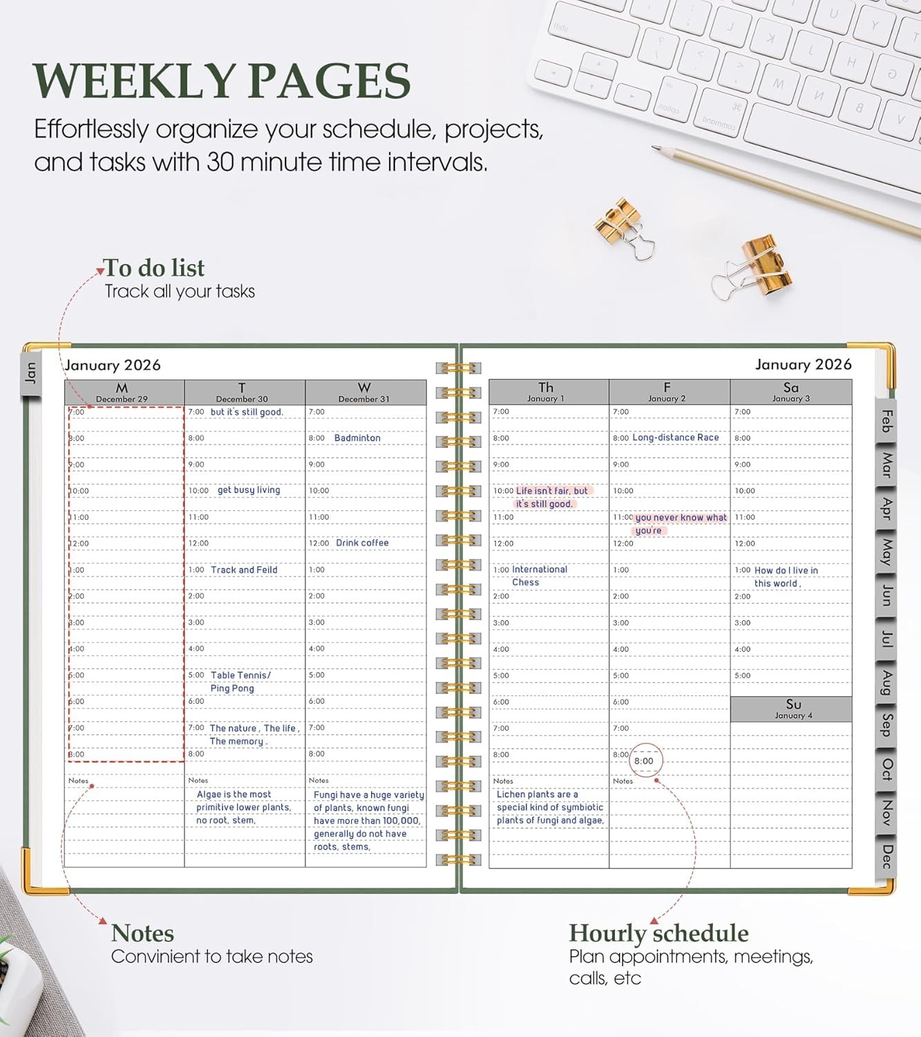 2026 Planner, Weekly and Monthly Calendar Planner from January 2026 – December 2