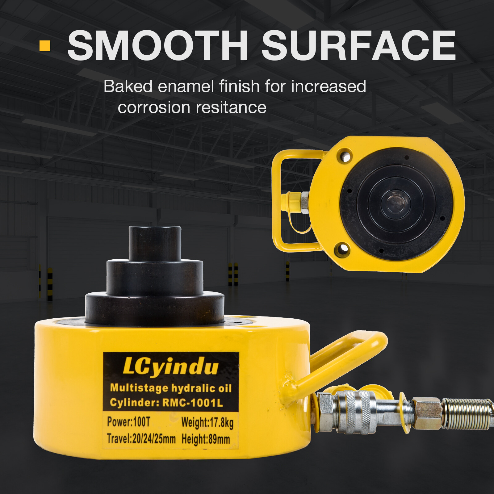 10T-100T Single Acting Multi-Section Hydraulic Jack 0.98″-2.72″ Stroke Portable