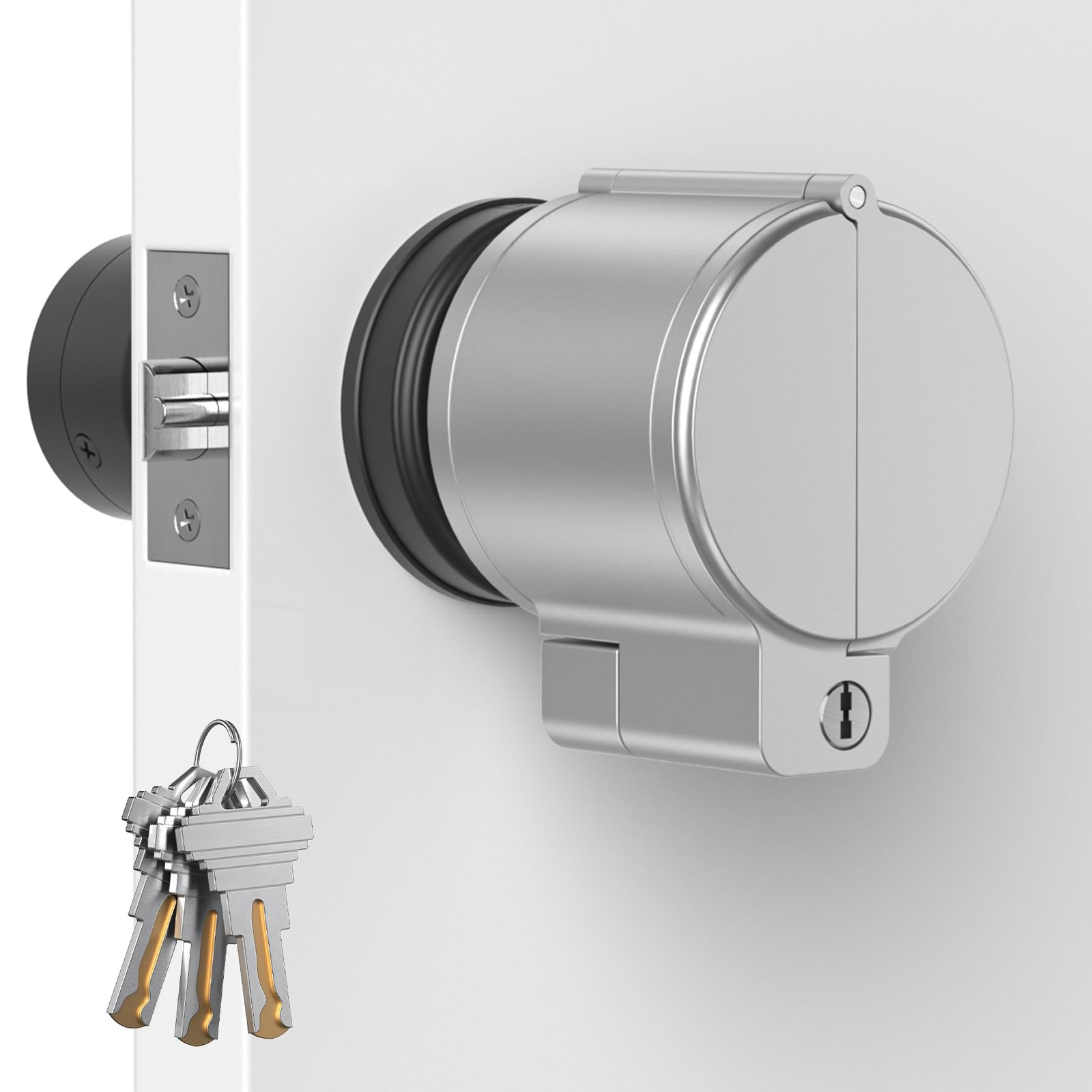 Door Knob Lockout Device Childproof 3 Keys Matte Silver Brass Keys Smart