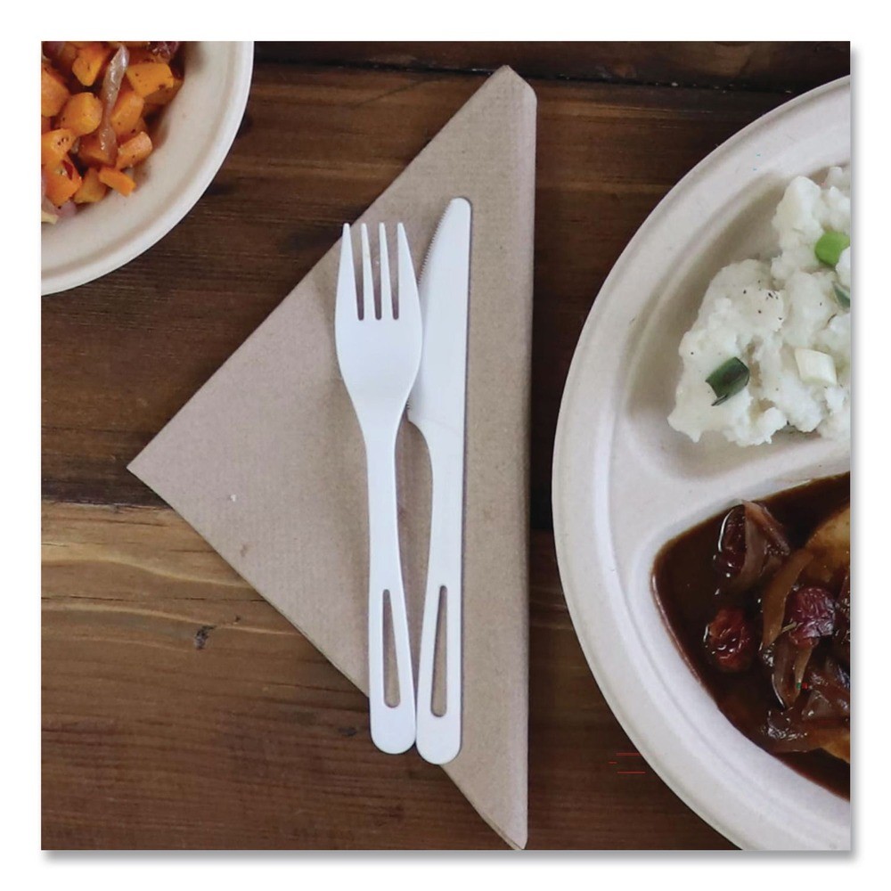 World Centric FOPSR Plastic Fork TPLA Cutlery – Light Beige (24/PK) New