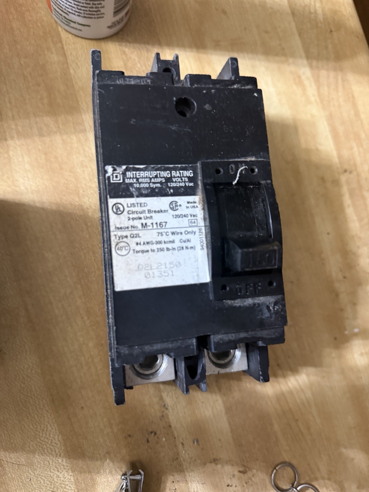 Square D Q2L2150 150A 120/240VAC 2-Pole Bolt-On Circuit Breaker