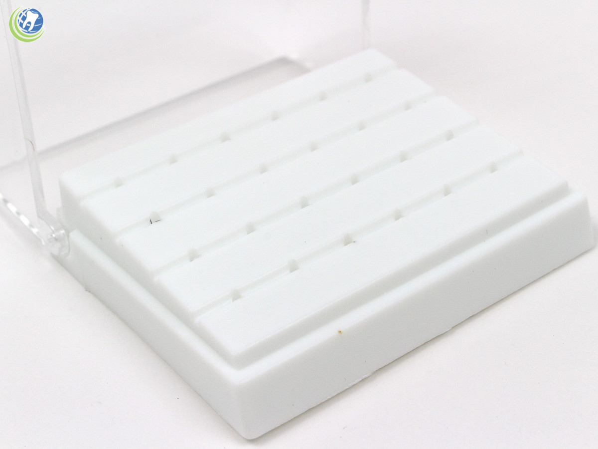Dental FG Bur Block Holder Station Plastic Holds 24 FG Burs – White 1/16″ Shaft