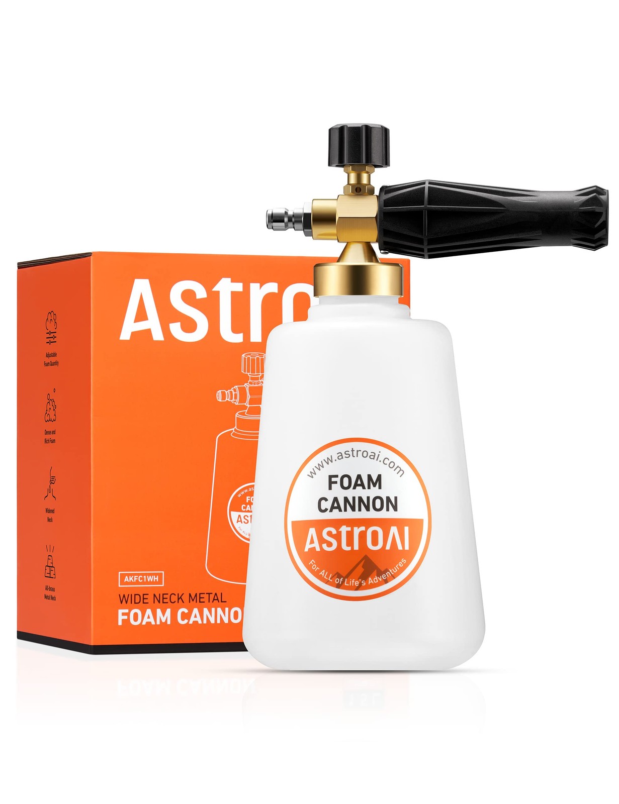 AstroAI Foam Cannon for Pressure Washer with 1/4″ Quick Connect, 1.5L, White