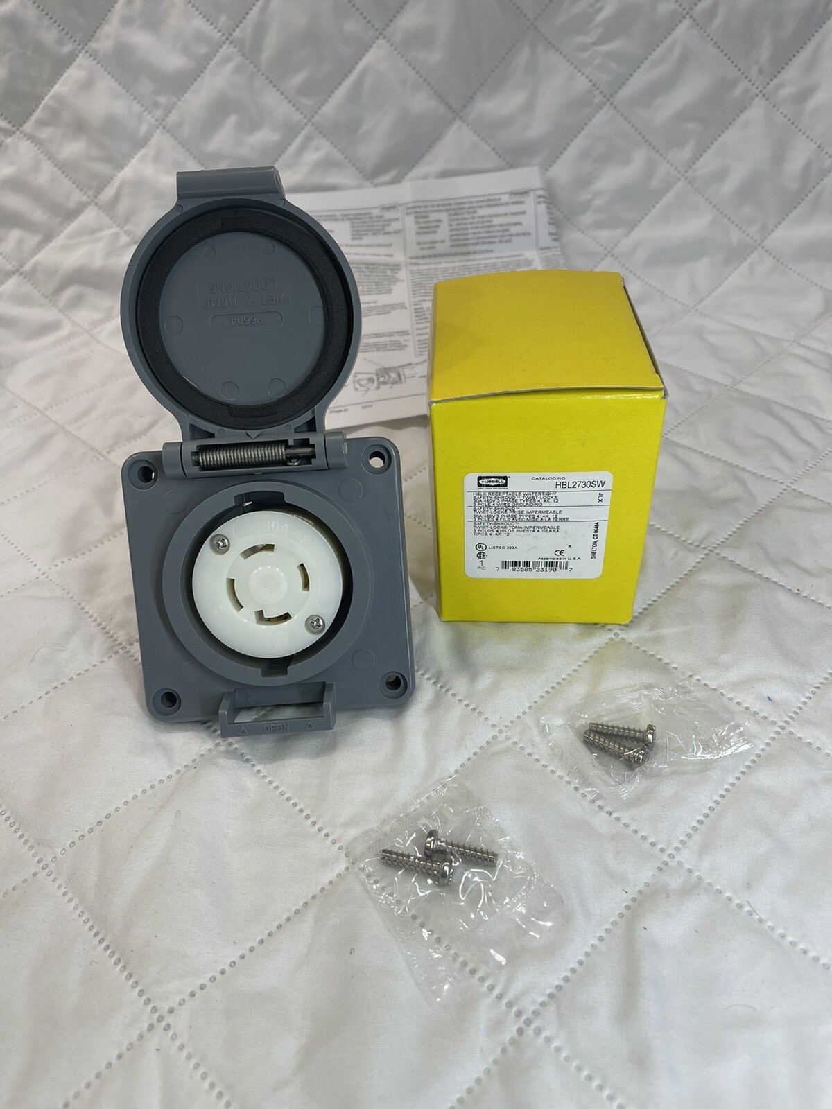 HUBBELL HBL2730SW HBL RECEPTACLE WATERTIGHT SAFETY 30 AMPS 480 VOLTS 3 POLE 4 WI