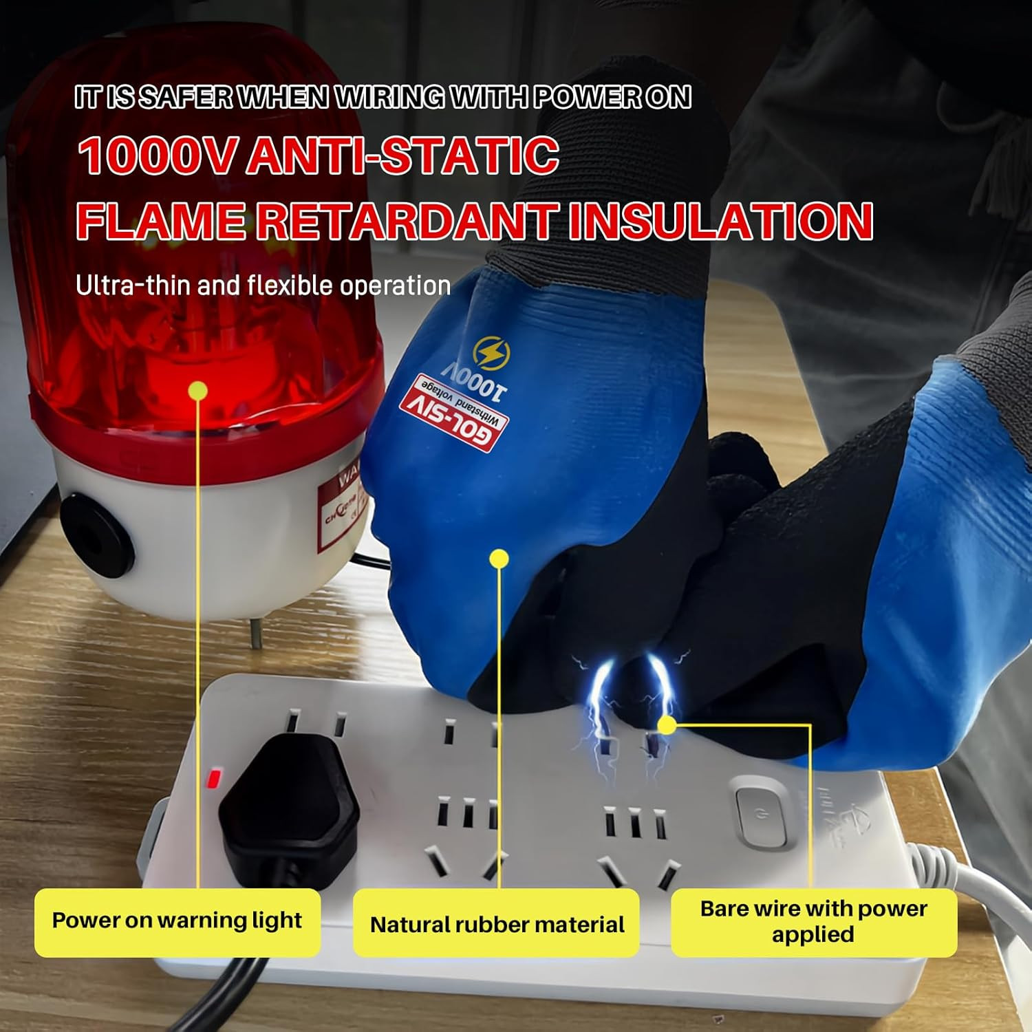 Electrician Gloves 1000V High Voltage,Astm D120 Certified & Double Insulated Ele