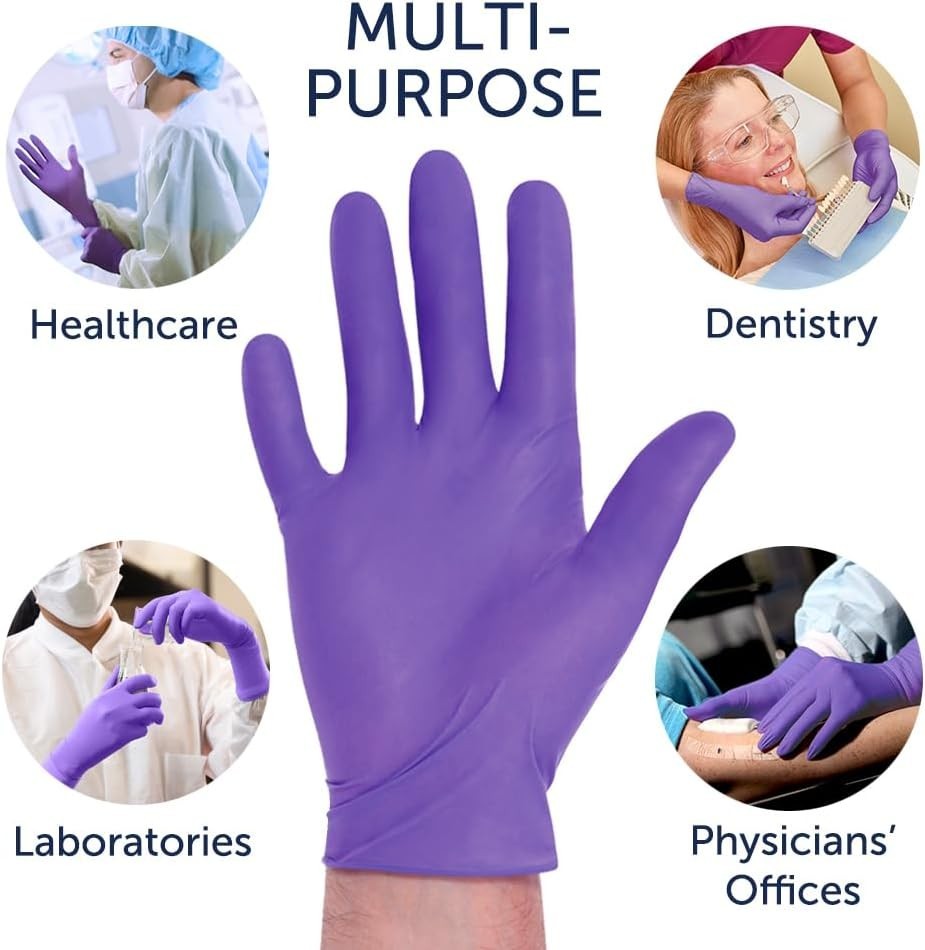 PURPLE NITRILE Gloves Powder Free Disposable Medical Exam Gloves Dental Chemo…