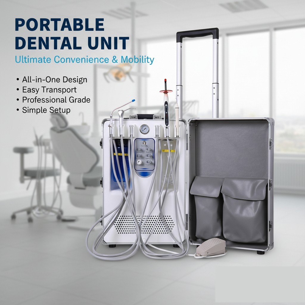 Portable Mobile Dental Delivery Unit System Suction Air Compressor Motor 4Hole