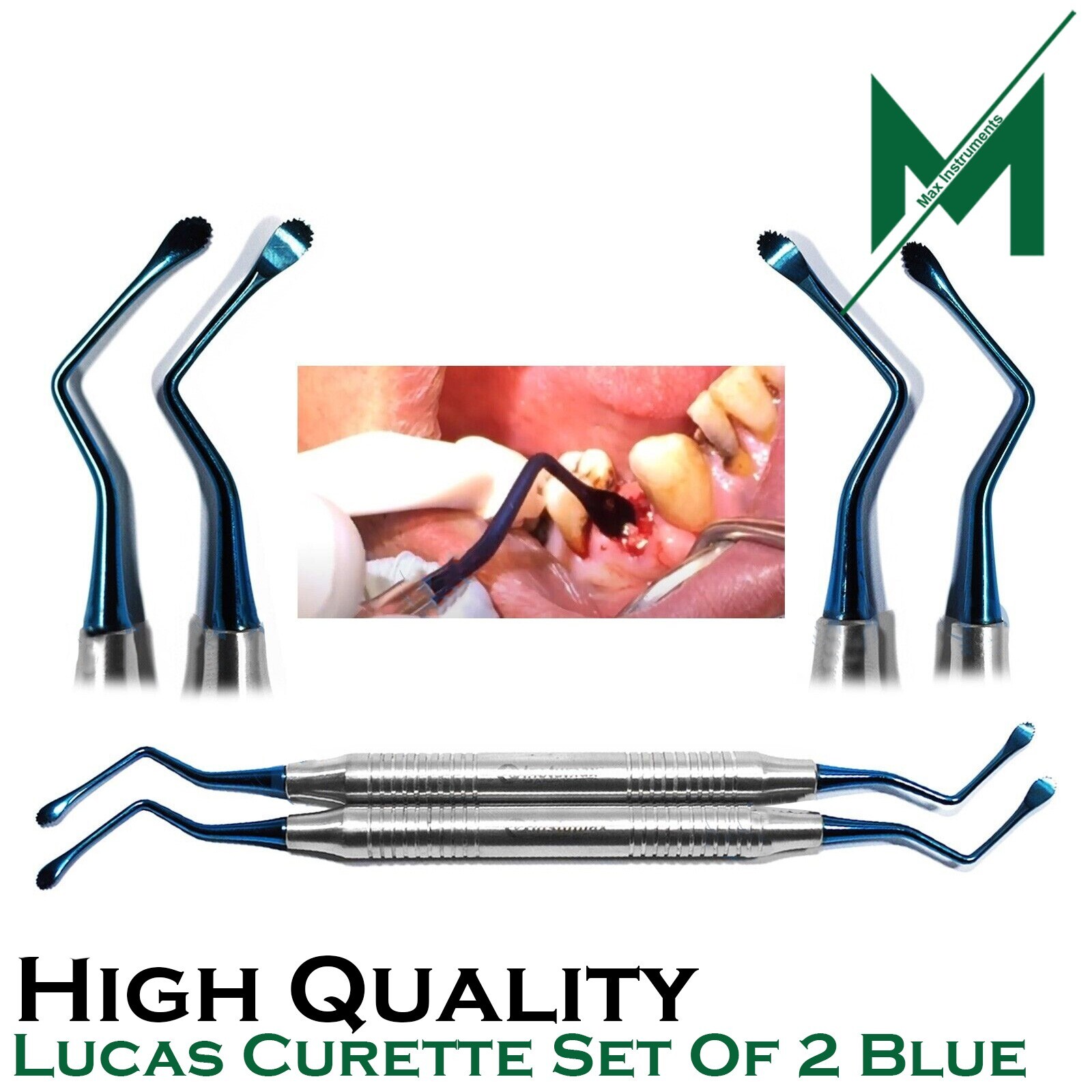 Lucas Curette Dental/Surgical Bone Curettes Serrated Set of 2-PCS INSTUMAX®