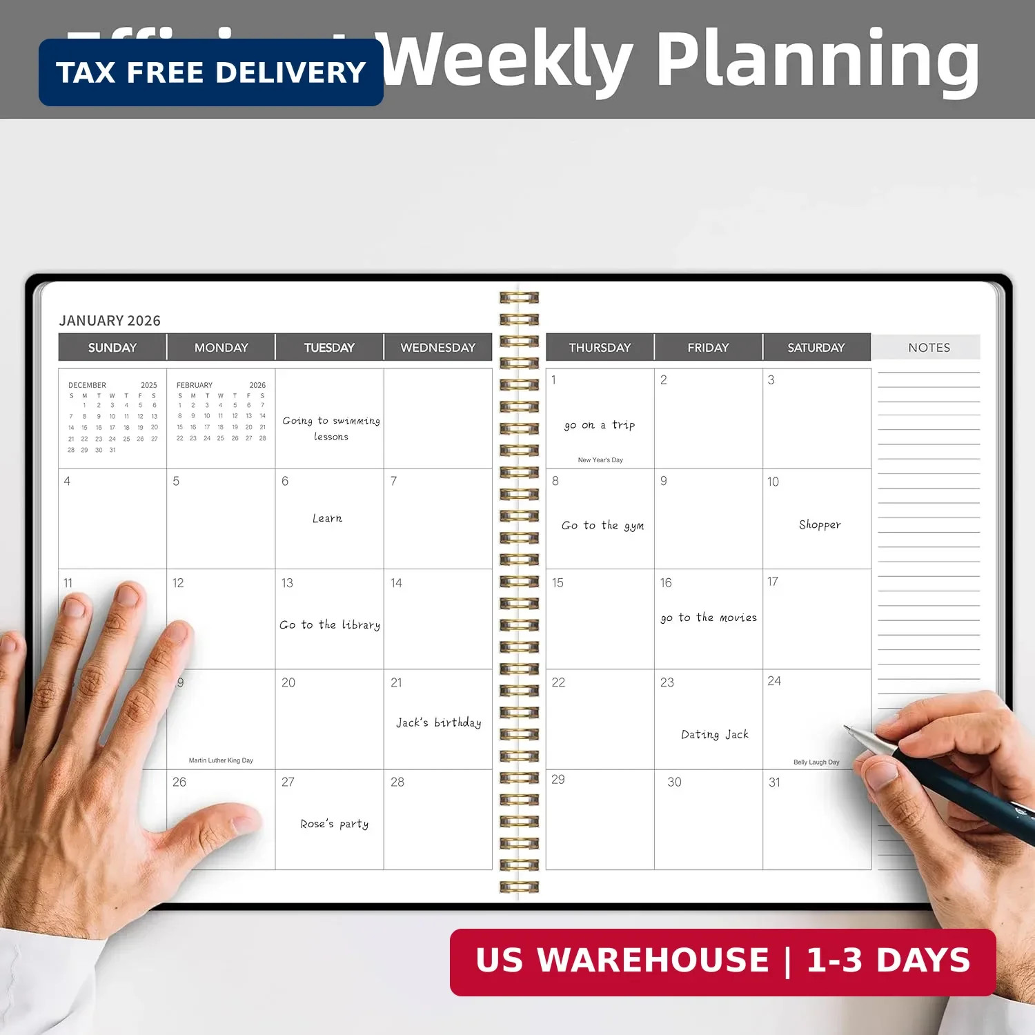 Monthly Planner Jan 2026 – Dec 2027, Monthly Planner for 24 Monthes, 9×11 Inch,
