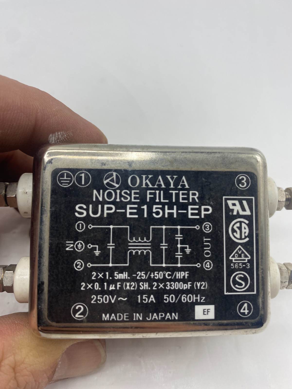 Okaya SUP-E15H-EP Noise Filter,250V, 15A,50/60Hz/Okaya SUP-E15H-EP