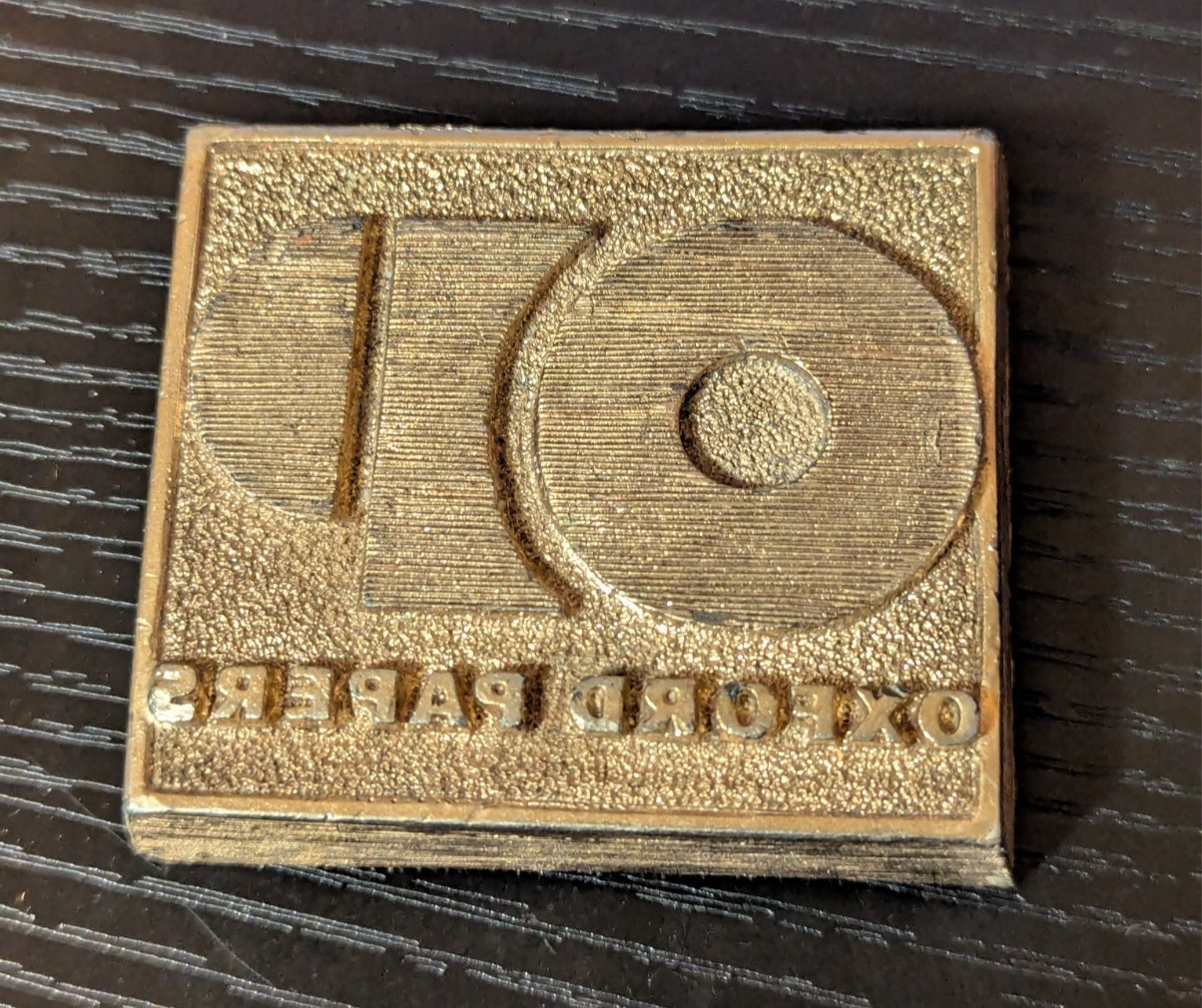 Vintage Oxford Papers Letterpress Printing Block Metal Logo Stamp Printing Die